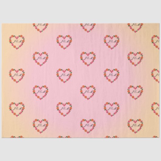 mariage rose et orange couronne de fleurs en coeur 薄葉紙 (正面)