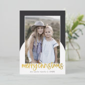 MARIAHグレーフォイルアーチおもしろいファミリーフォトクリスマス 箔シーズンカード (立ち正面)