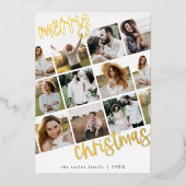 MARIAHゴールドフォイルおもしろい数々のフォトクリスマス 箔シーズンカード (正面)