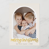 MARIAHゴールドフォイルアーチファミリーフォトメリークリスマス 箔シーズンカード (正面)