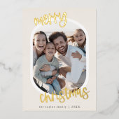 MARIAHゴールドフォイルレトロファミリーおもしろいクリスマスフォト 箔シーズンカード (正面)