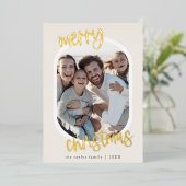 MARIAHゴールドフォイルレトロファミリーおもしろいクリスマスフォト 箔シーズンカード (立ち正面)