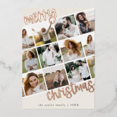 MARIAHバラゴールドフォイルおもしろい数々のフォトクリスマス 箔シーズンカード (正面)