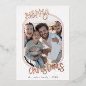 MARIAHバラフォイルレトロファミリーおもしろいクリスマスフォト 箔シーズンカード (正面)