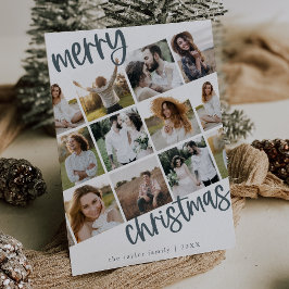 MARIAHブルーおもしろい家族数々の写真クリスマス シーズンカード