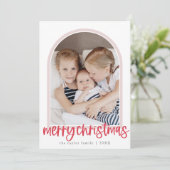 MARIAH赤ピンクアーチ家族の写真メリークリスマス シーズンカード (スタンド正面)