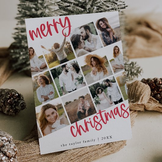 MARIAH赤ユニークおもしろい家族数々の写真クリスマス シーズンカード