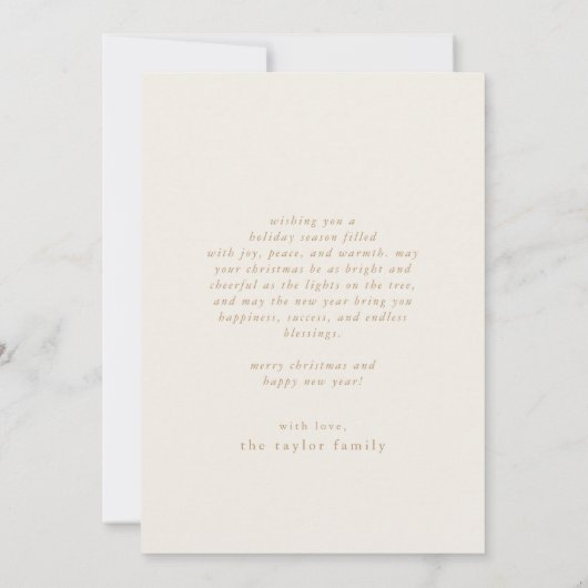 MARIAH金ゴールドアーチおもしろいファミリーフォトクリスマス シーズンカード (裏面)