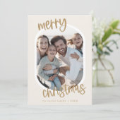 MARIAH金ゴールドレトロファミリーおもしろいクリスマスフォト シーズンカード (スタンド正面)