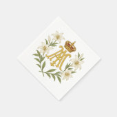 Marian Monogram Gold Crown White Lily Catholic  スタンダードカクテルナプキン (角)