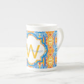 Marianne Orange and Blue Mosaic Mug ボーンチャイナマグカップ (正面右)