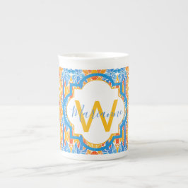 Marianne Orange and Blue Mosaic Mug ボーンチャイナマグカップ