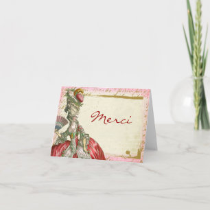 MarieアントワネットのカスタムはMerciのメッセージカード感謝していしています サンキューカード