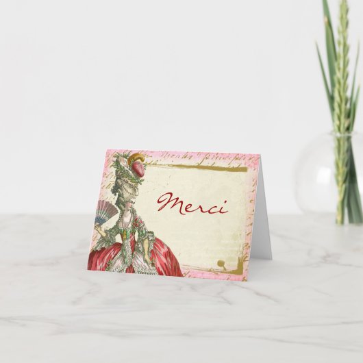 MarieアントワネットのカスタムはMerciのメッセージカード感謝していしています サンキューカード (正面)