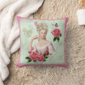 Marieアントワネットのピンクのダマスク織のシャクヤクの枕クッション クッション (ブランケット)