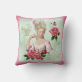 Marieアントワネットのピンクのダマスク織のシャクヤクの枕クッション クッション (裏面)