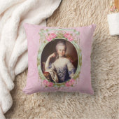 Marieアントワネットのローズピンクのダマスク織の枕クッション クッション (ブランケット)