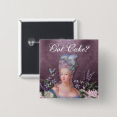 Marieアントワネットの紫色の花のダマスク織 缶バッジ (正面&裏面)