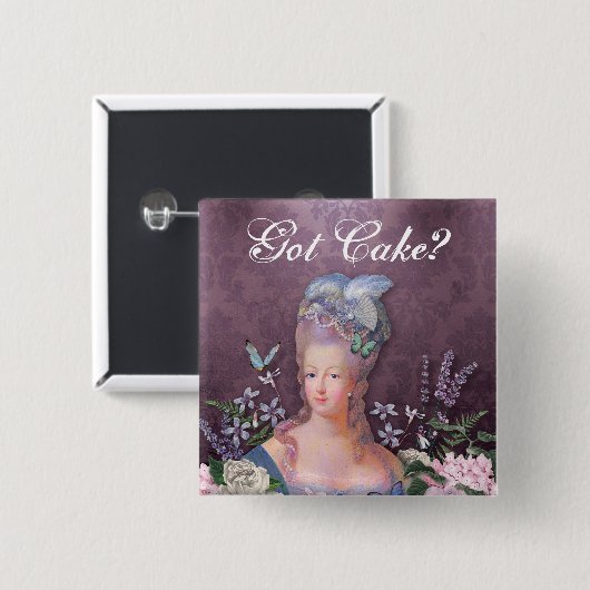 Marieアントワネットの紫色の花のダマスク織 缶バッジ (正面&裏面)