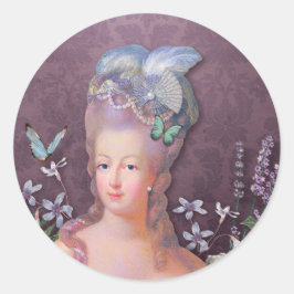 Marieアントワネットの紫色の花柄 ラウンドシール