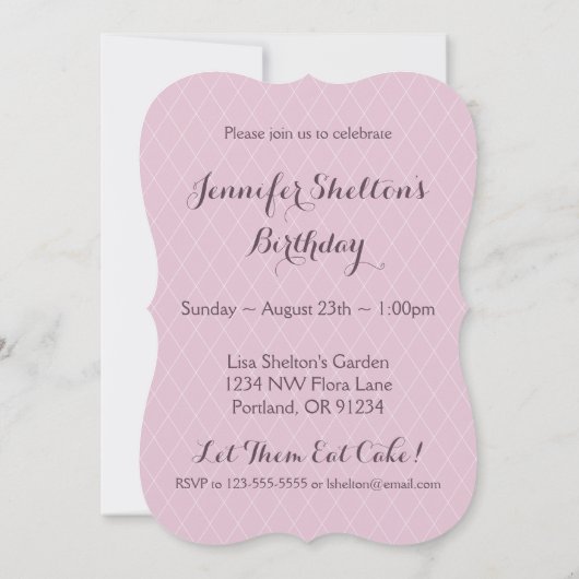 Marieアントワネットの紫色の花柄 招待状 (裏面)