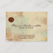 Marieアントワネットの羊皮紙の名刺 名刺 (裏面)