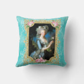 Marieアントワネットの青いダマスク織バラの枕クッション クッション (裏面)