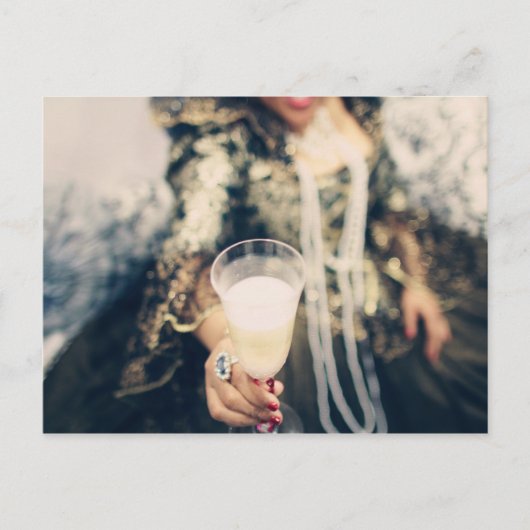 Marieアントワネットシャンペンのガラスパーティーのトースト インビテーションポストカード (正面)