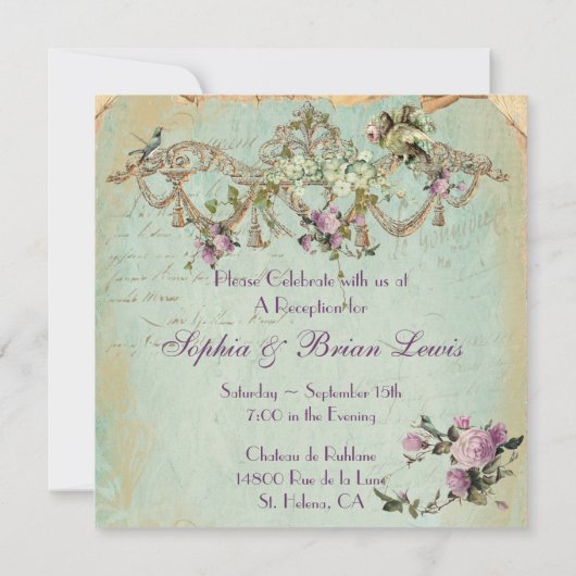 Marieアントワネットバーセイルズの古代庭の正方形 招待状 (裏面)