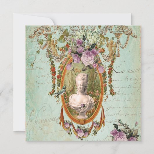 Marieアントワネットバーセイルズの古代庭の正方形 招待状 (正面)