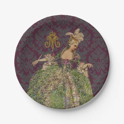 Marieアントワネット女王の色及びサイズの選択- ペーパープレート (正面)