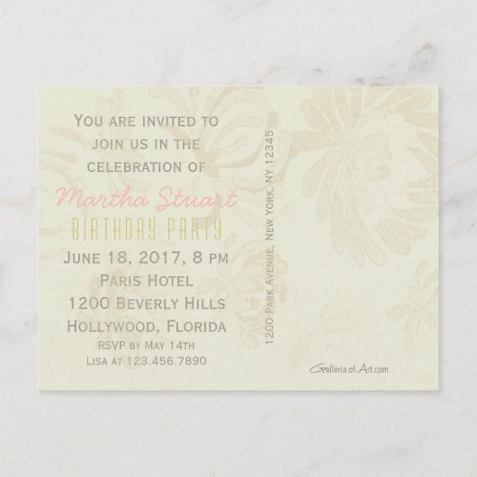 Marieアントワネット女王の~の郵便はがき/招待状 インビテーションポストカード (裏面)