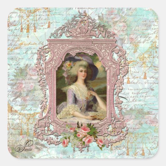 Marie Antoinette – ピンクの枠 スクエアシール (正面)