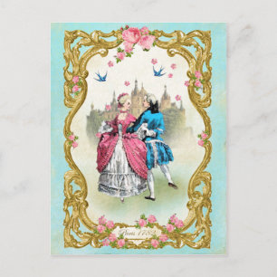 Marie Antoinette,フランスの,ロココ,ピンク,バラ,ダンス ポストカード