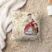 Marie Antoinette Beige Floral Pillow クッション (ブランケット)