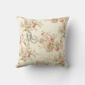 Marie Antoinette Beige Floral Pillow クッション (裏面)