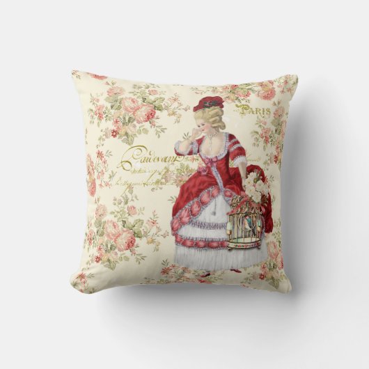 Marie Antoinette Beige Floral Pillow クッション (正面)