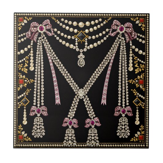 Marie Antoinette French Inspired Design Bejewelled タイル (正面)