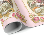 Marie Antoinette French Paris pink rococo roses ラッピングペーパー (ロールコーナー)