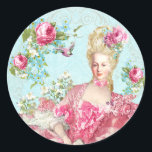 Marie Antoinette,French,Paris,pink,roses,portrait ラウンドシール<br><div class="desc">Marie Antoinette, French, Paris, pink, roses, portrait stickers シール</div>