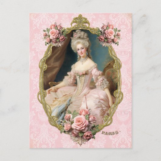 Marie Antoinette,French,Paris,portrait,roses ポストカー ポストカード (正面)