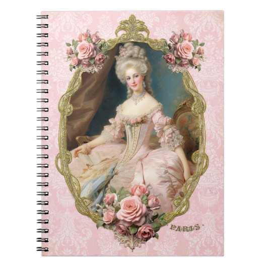 Marie Antoinette,French,Paris,portrait,roses メモ帳 ノートブック (正面)
