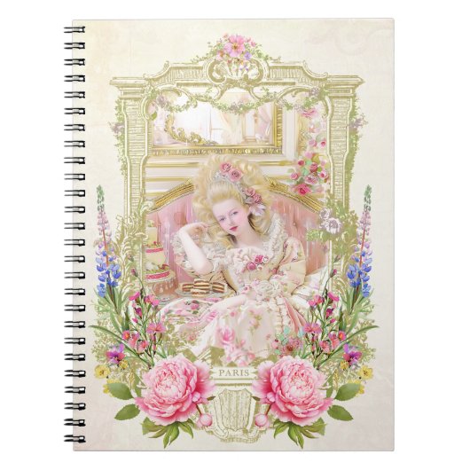 Marie Antoinette,French,Paris,portrait,roses メモ帳 ノートブック (正面)
