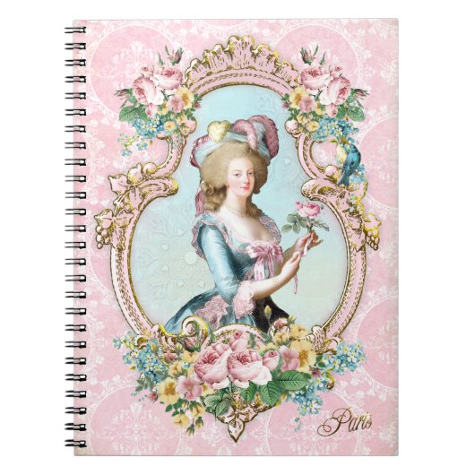 Marie Antoinette,French,Paris,portrait,roses メモ帳 ノートブック (正面)