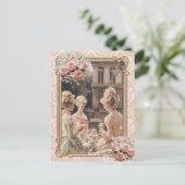 Marie Antoinette,French,Paris,tea,cake,roses ポストカー ポストカード (スタンド正面)