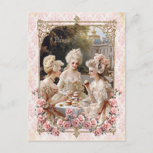 Marie Antoinette,French,Paris,tea,cake,roses ポストカー ポストカード (正面)