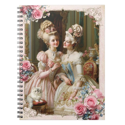 Marie Antoinette,French,Paris,tea,cat,roses  メモ帳 ノートブック (正面)