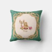 Marie Antoinette green Floral Pillow クッション (裏面)