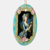 Marie Antoinette LeBrun Portrait Blue Damask Ornam セラミックオーナメント (右)
