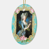 Marie Antoinette LeBrun Portrait Blue Damask Ornam セラミックオーナメント (左)
